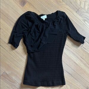 Sexy, fitted, Black Sheer Ruffle Top